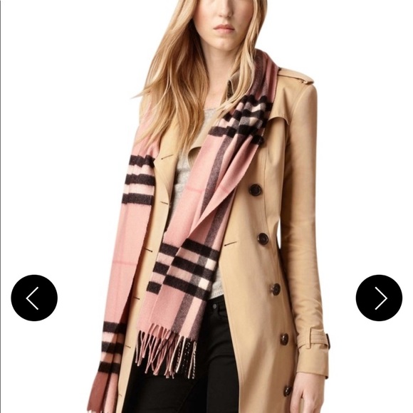Burberry Accessories - Burberry Classic Check Cashmere Scarf in Ash Rose LIKE NEW